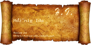 Hönig Ida névjegykártya